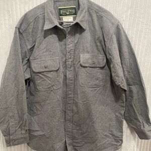 Field and Stream Mens Shirt Large Heavy Flannel Gray Long Sleeve Button Up